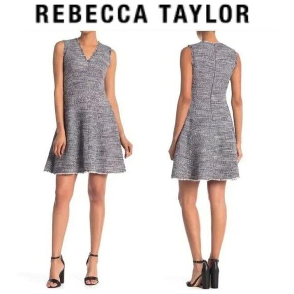Rebecca Taylor V Tweed A-line Fit Flare Dress Sz 0 Rebecca Taylor V Tweed A-line Fit Flare Dress Sz 0